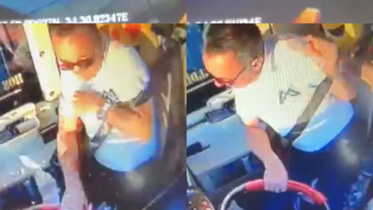 Otobüsün önünü kesip camını kırdı! Ehliyetsiz sürücü cezasız kalmadı