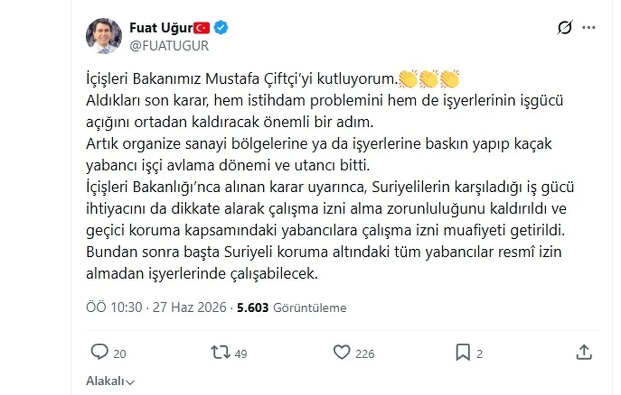 Çalışma iznine muafiyet geldi! Murat Bal, iş hayatında değişen dengeleri saydı