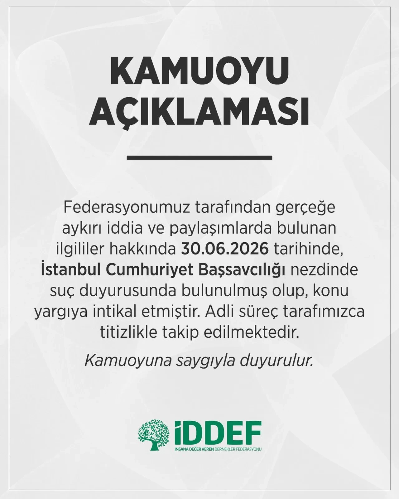 İDDEF'ten asılsız iddialara ilişkin kamuoyu açıklaması