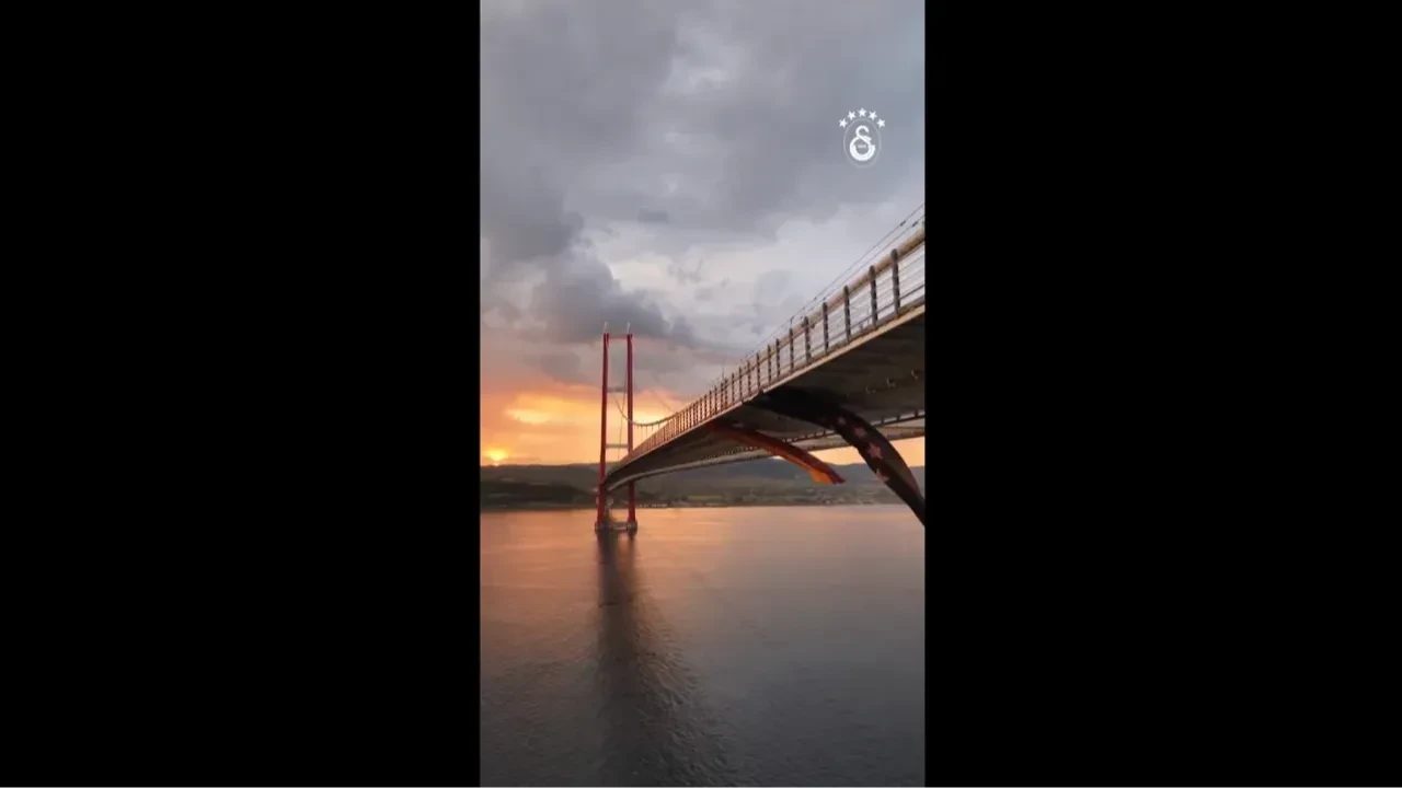 Çanakkale Köprüsü'ne Galatasaray bayrağı asıldı!