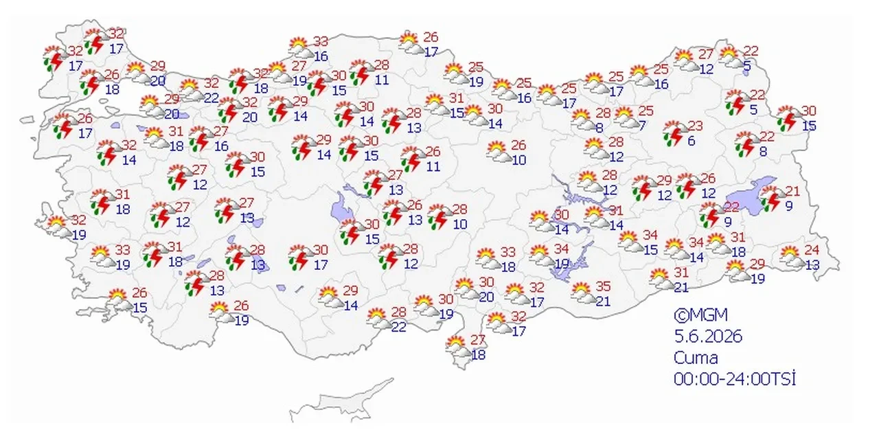 5 Haziran 2026 hava durumu | Meteoroloji birçok kent için sağanak alarmı verdi 