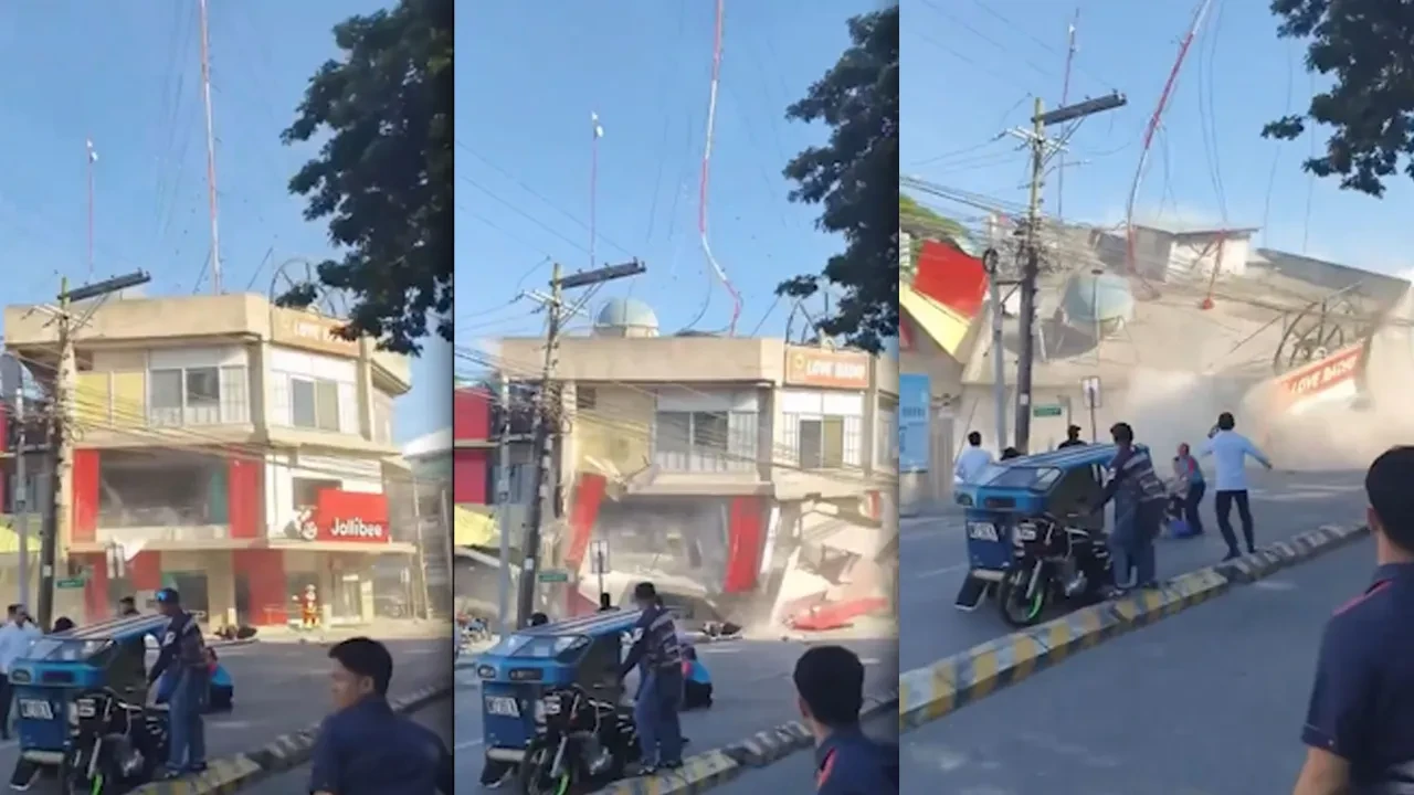 Filipinler'deki korkunç depremde bir bina böyle yıkıldı! 7,8'lik sarsıntı!