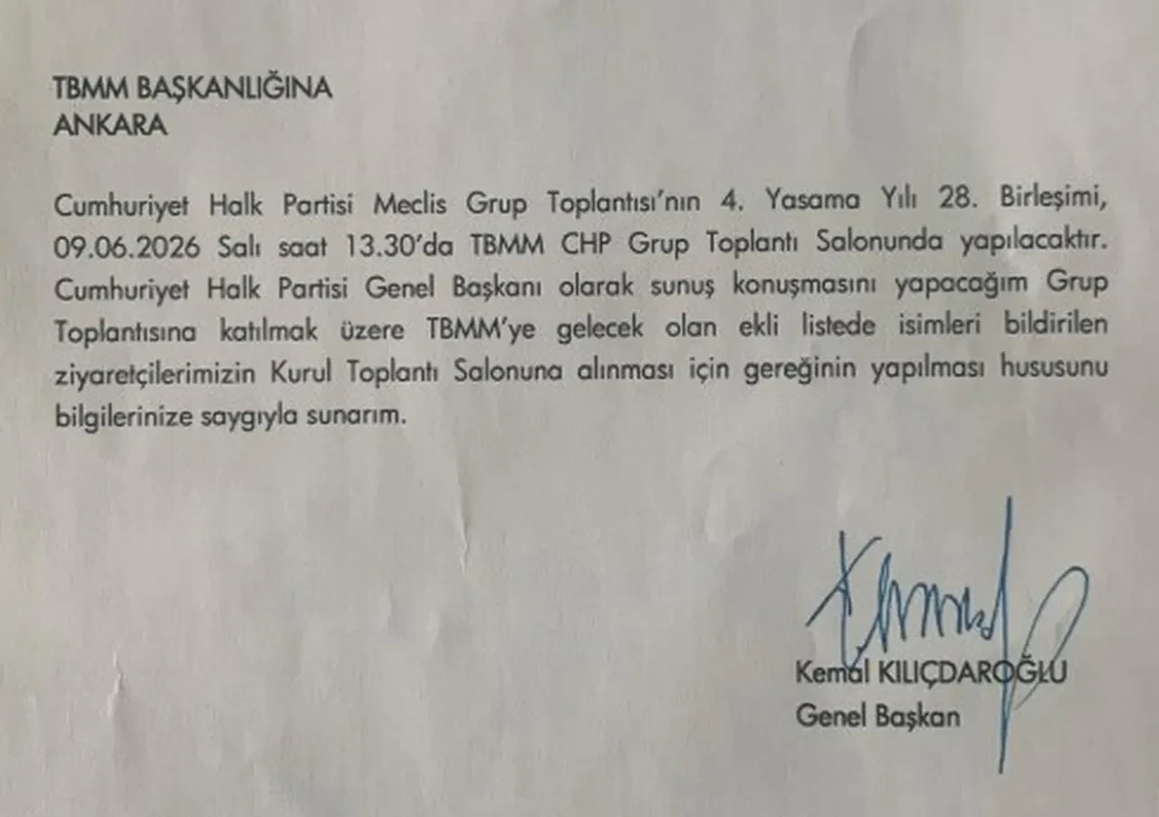 Kemal Kılıçdaroğlu'ndan TBMM'ye grup toplantısı yazısı