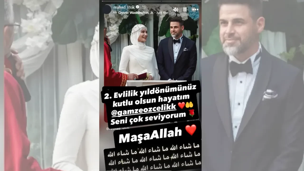 Reshad Strik’ten Gamze Özçelik’e aşk dolu paylaşım! Evlilik yıl dönümünde romantik kutlama dikkat çekti