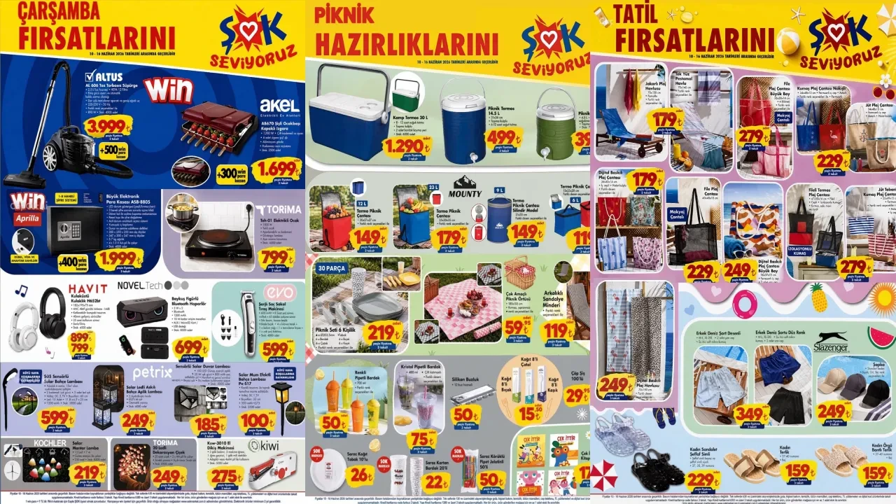ŞOK 10-16 Haziran aktüel ürünler kataloğu 2026! Kamp sandalyesi, torbasız süpürge, elektrikli ocak ve kapaklı ızgara geliyor