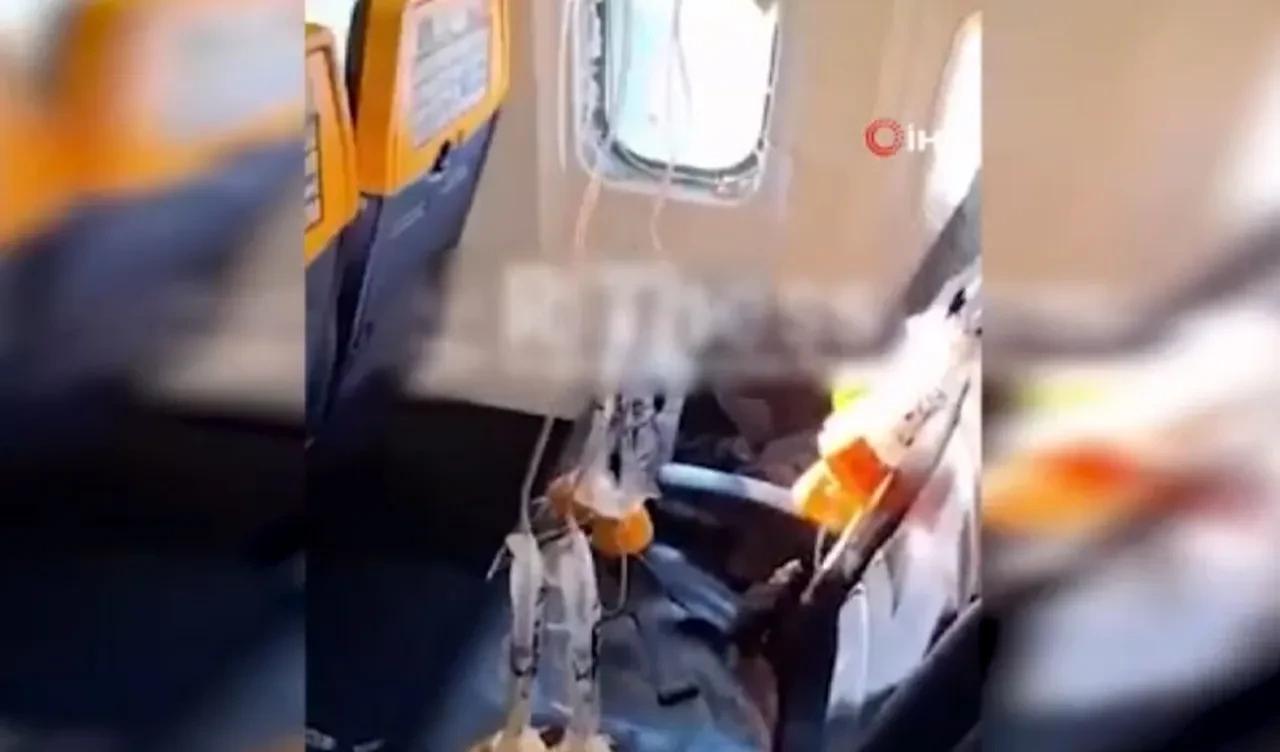 Havada kabus! Motor parçası camı kırdı: Eşini uçaktan fırlamaması için son anda tuttu