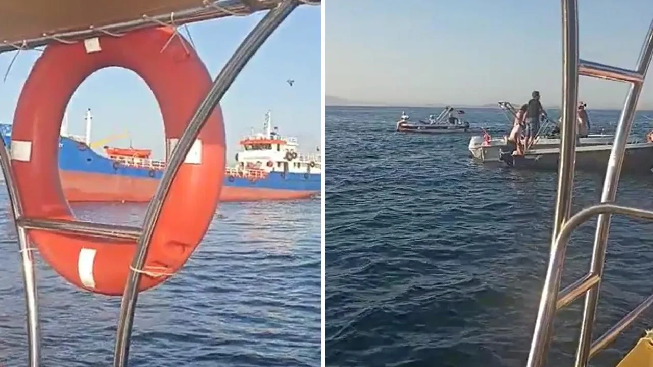 Yalova'da tanker tekneye çarptı: 2 kişi denize atladı