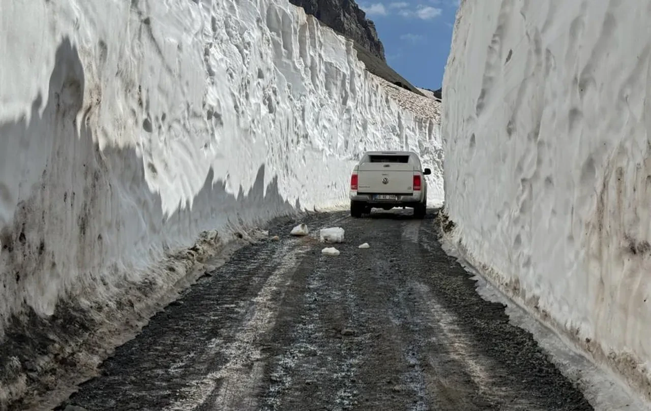 Hakkari'de temmuzda da kar mücadelesi sürüyor! İş makinesi tünellerde kayboldu 