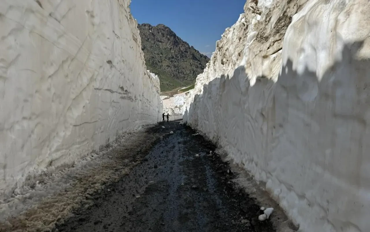 Hakkari'de temmuzda da kar mücadelesi sürüyor! İş makinesi tünellerde kayboldu 