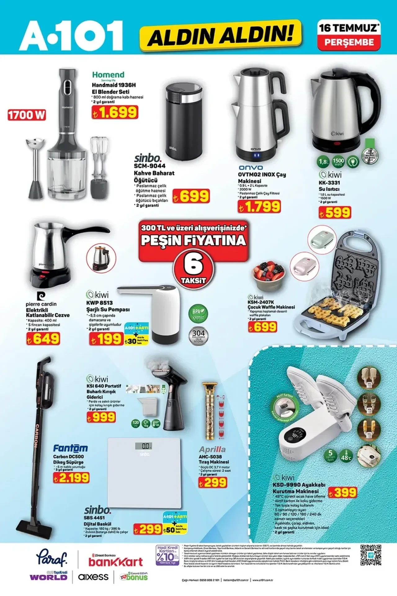 A101 aktüel ürünler kataloğu 16 Temmuz yayımlandı! Elektrikli araç, mini buzdolabı, overlock ve Waffle makinesi geliyor