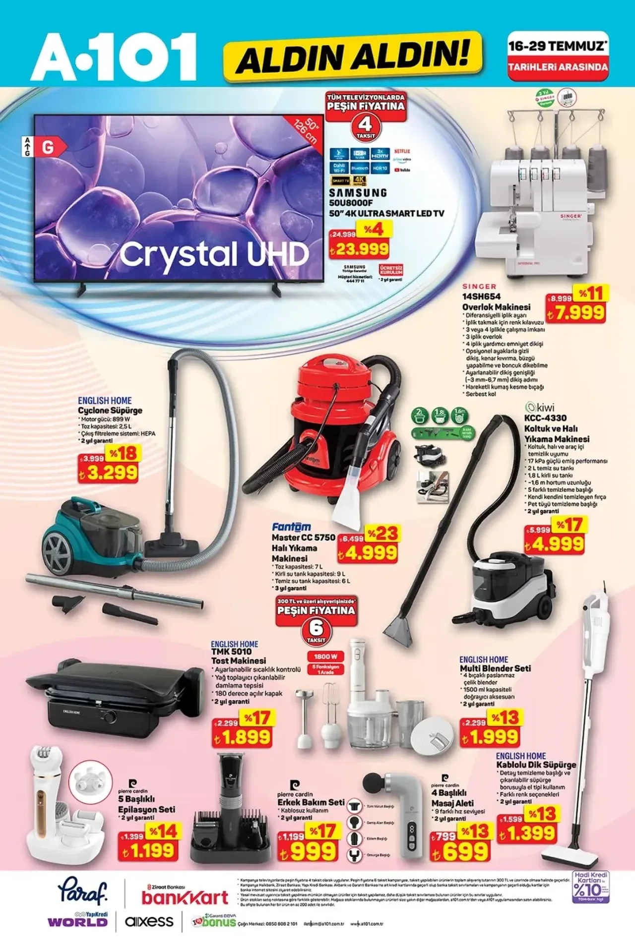 A101 aktüel ürünler kataloğu 16 Temmuz yayımlandı! Elektrikli araç, mini buzdolabı, overlock ve Waffle makinesi geliyor