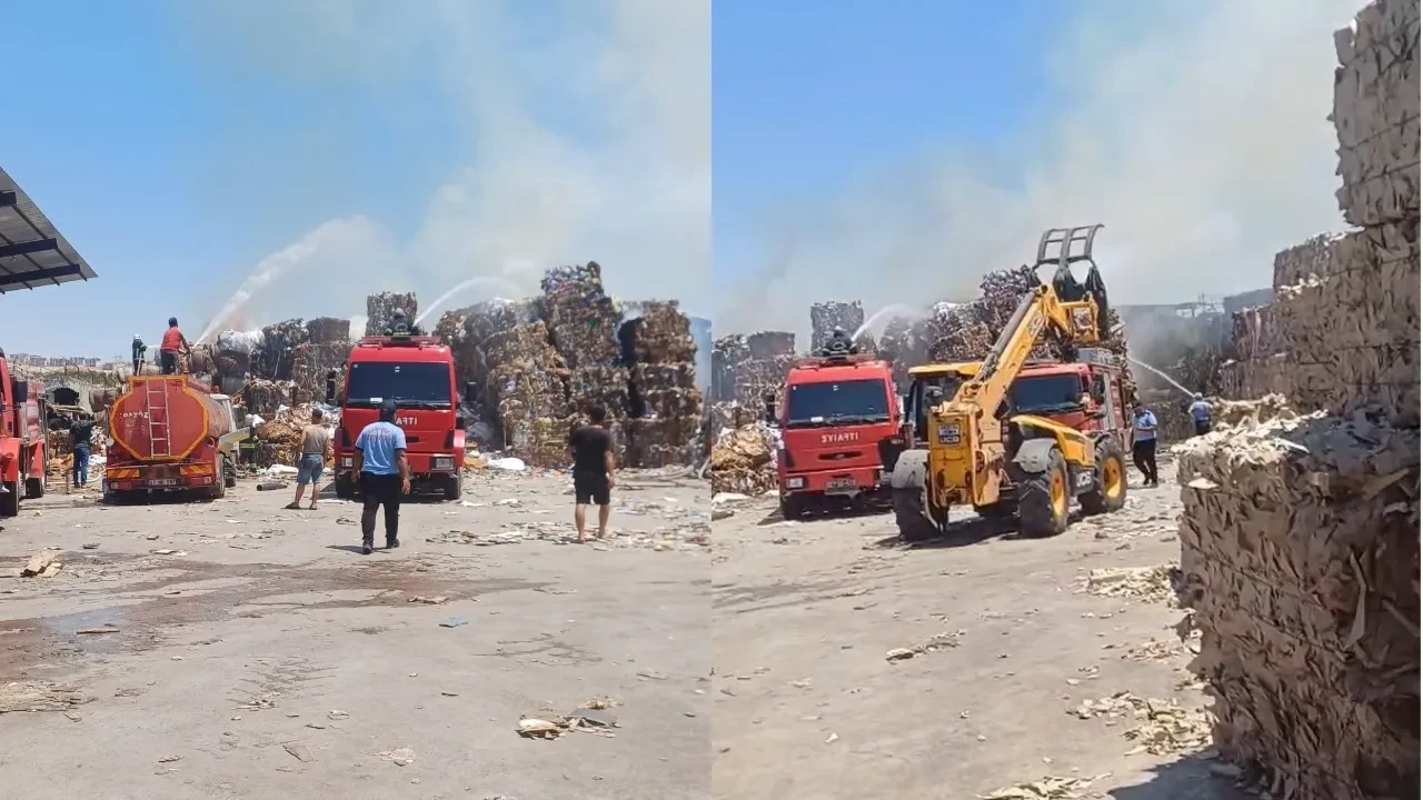Nizip'te korkutan yangın! Kağıt fabrikası alev alev yanıyor