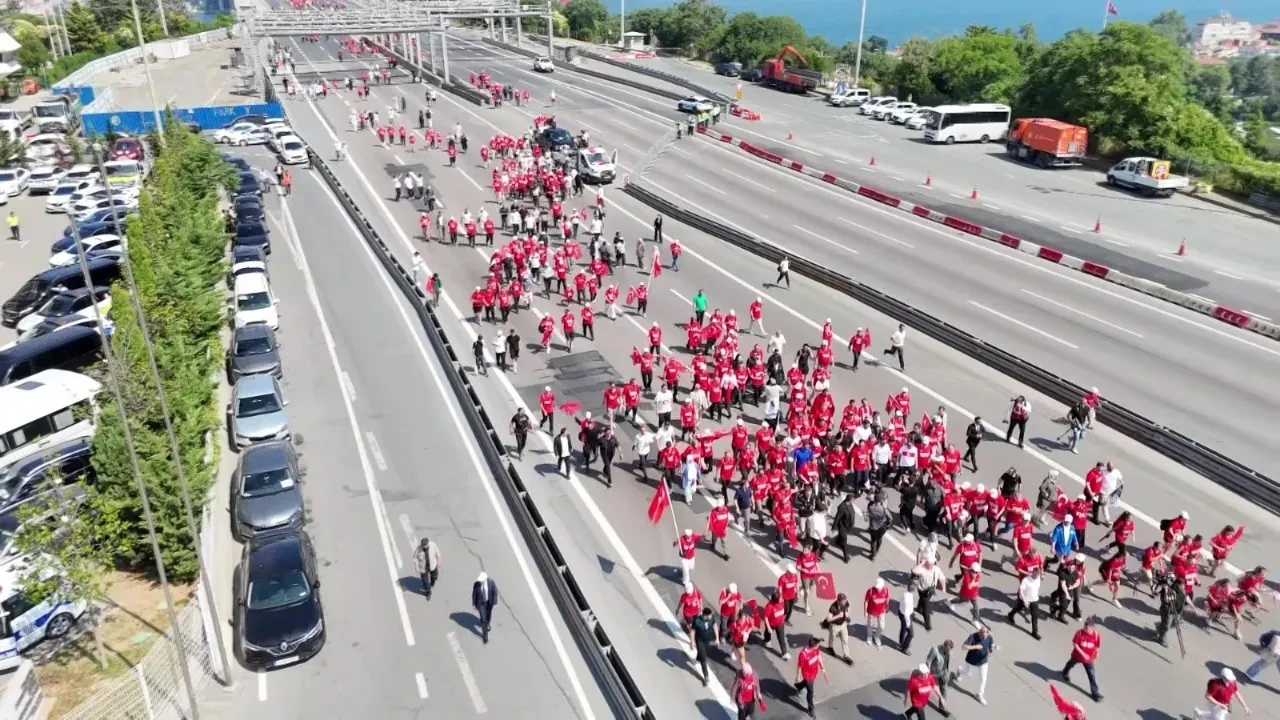 15 Temmuz Demokrasi ve Milli Birlik Günü yürüyüşü dron ile görüntülendi