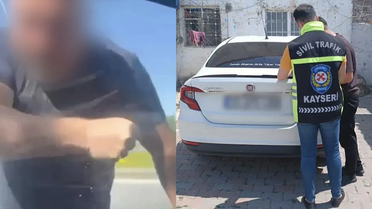 Arabadan indi otomobili tekmeledi cezayı yedi