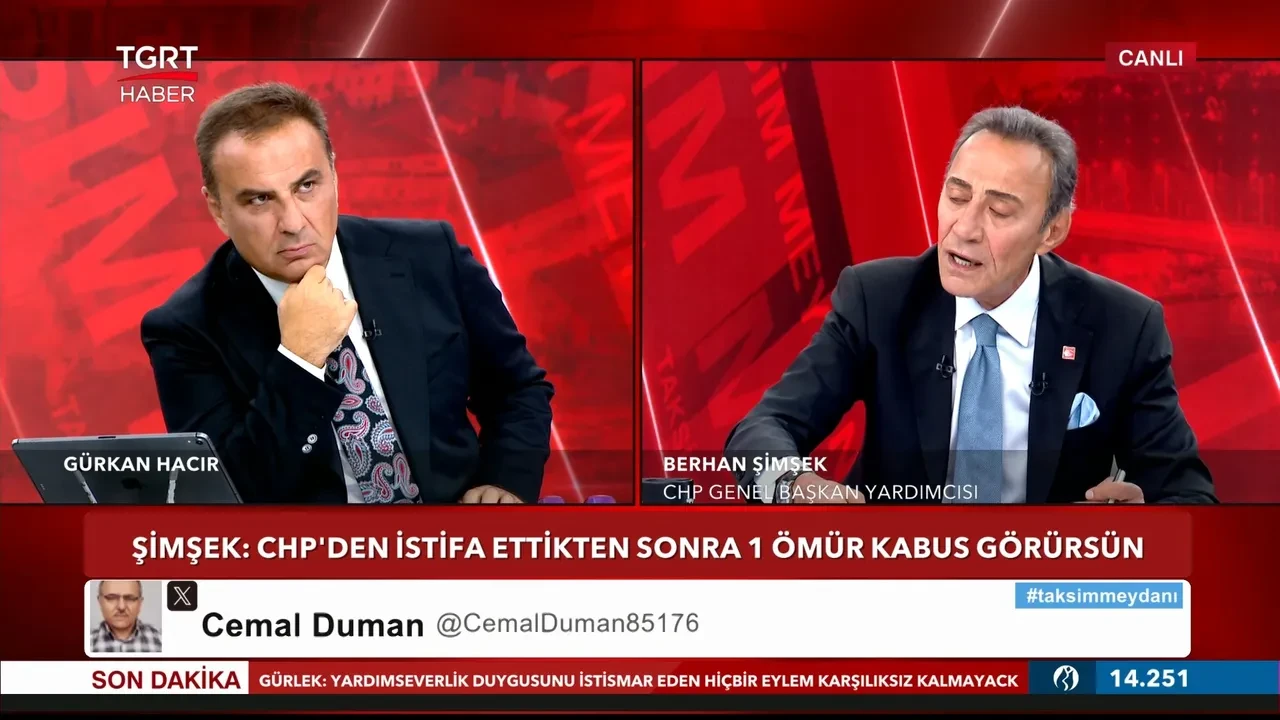 Berhan Şimşek’ten TGRT Haber’de çarpıcı açıklamalar: 'Kemal Bey’i hançerlediği gibi Ekrem’i de hançerleyecek'