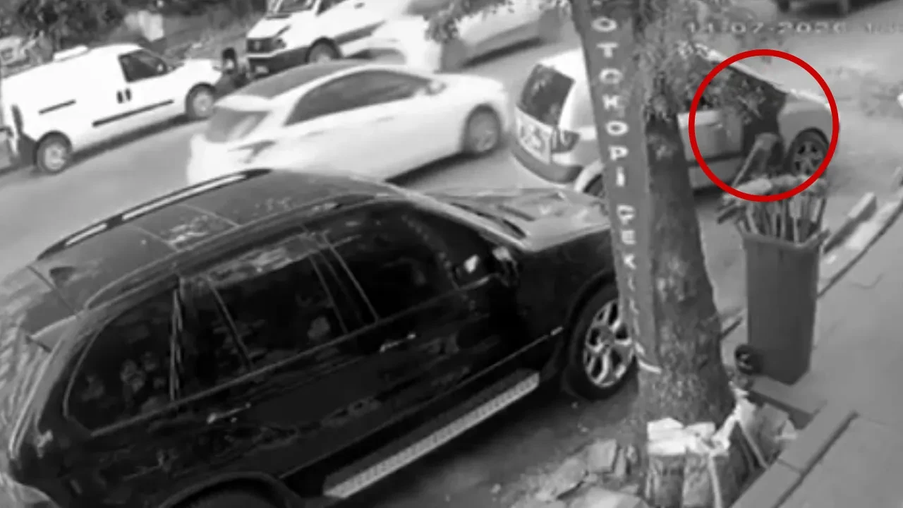 Arabaları dolaşıp telefon çalan hırsız kamerada