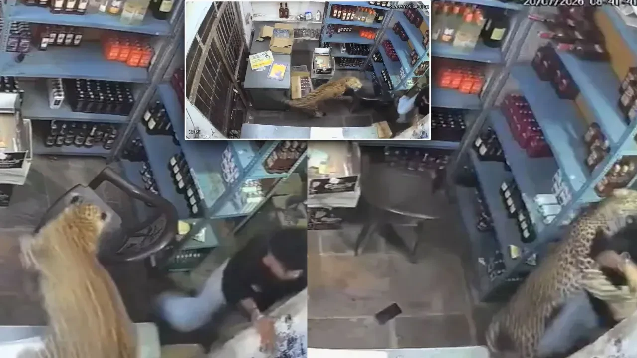 Dükkanına giren leoparla boğuştu! İşte o korku dolu anlar
