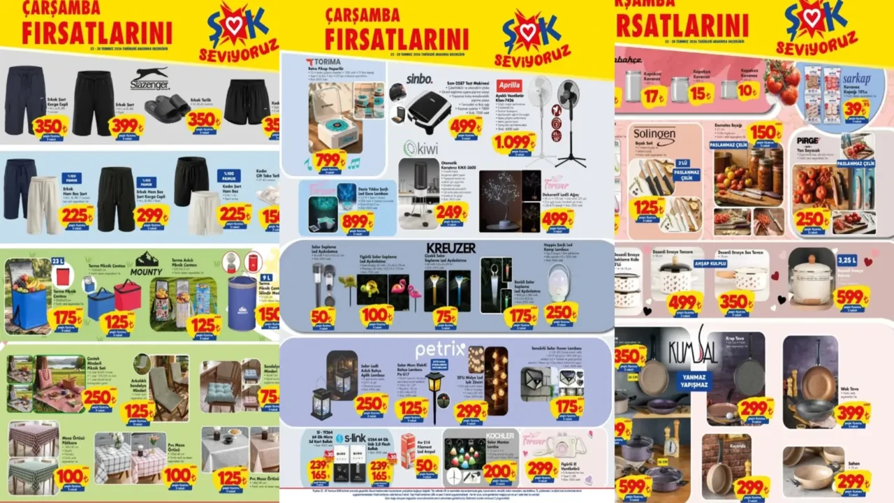 ŞOK 22 Temmuz 2026 aktüel ürünler kataloğu! Retro pikap hoparlör,  el vantilatörü, emaye bakraç ve ledli ağaç geliyor
