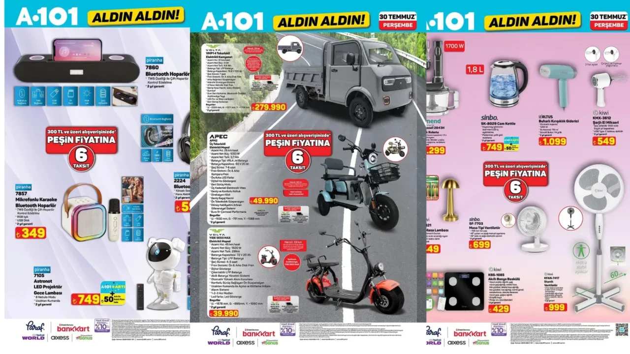 A101 30 Temmuz Aktüel Kataloğu! Buharlı kırışıklık giderici, şarjlı el mikseri, mikrofonlu karaoke ve kamyonet geliyor