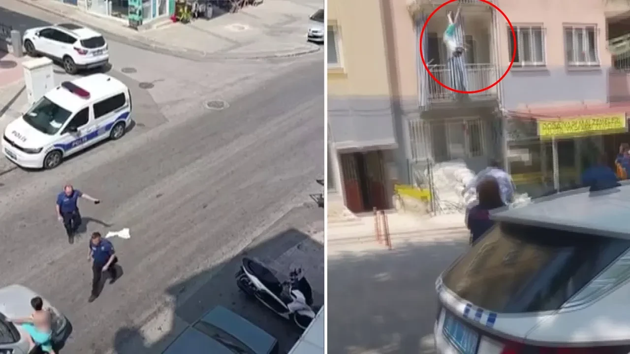 Denizli'de yarı çıplak sokağa çıkan kadın polisin iknasıyla evine döndü! Balkondan aşağı atlayarak canına kıydı