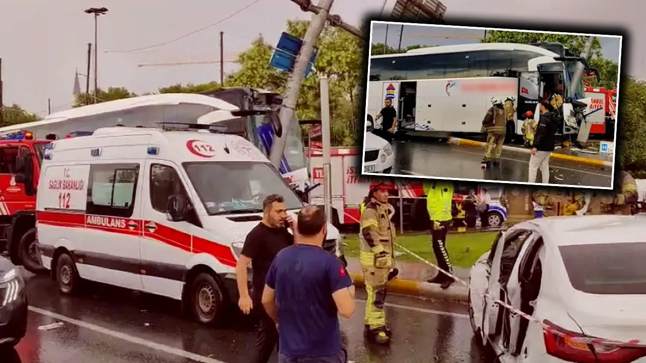 Eyüpsultan'da yolcu otobüsü otomobile çarptı! 2'si ağır 30 yaralı 