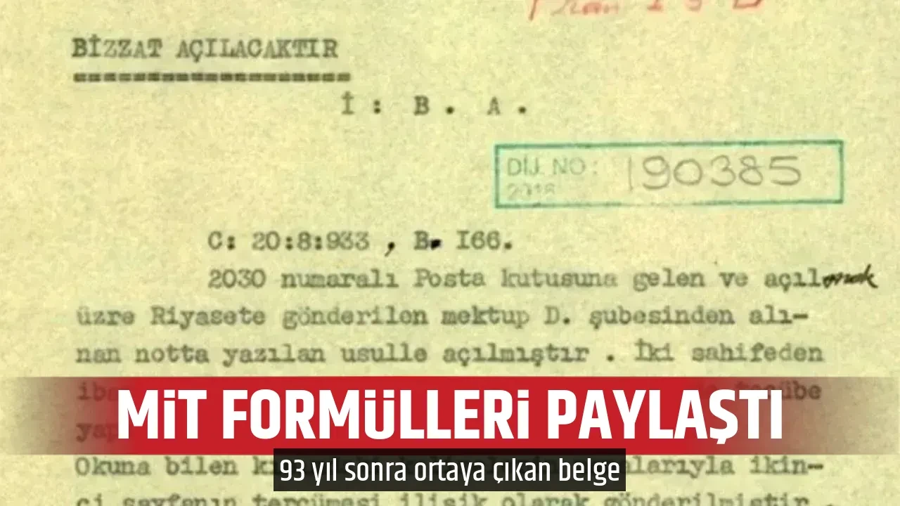 MİT FORMÜLLERİ PAYLAŞTI