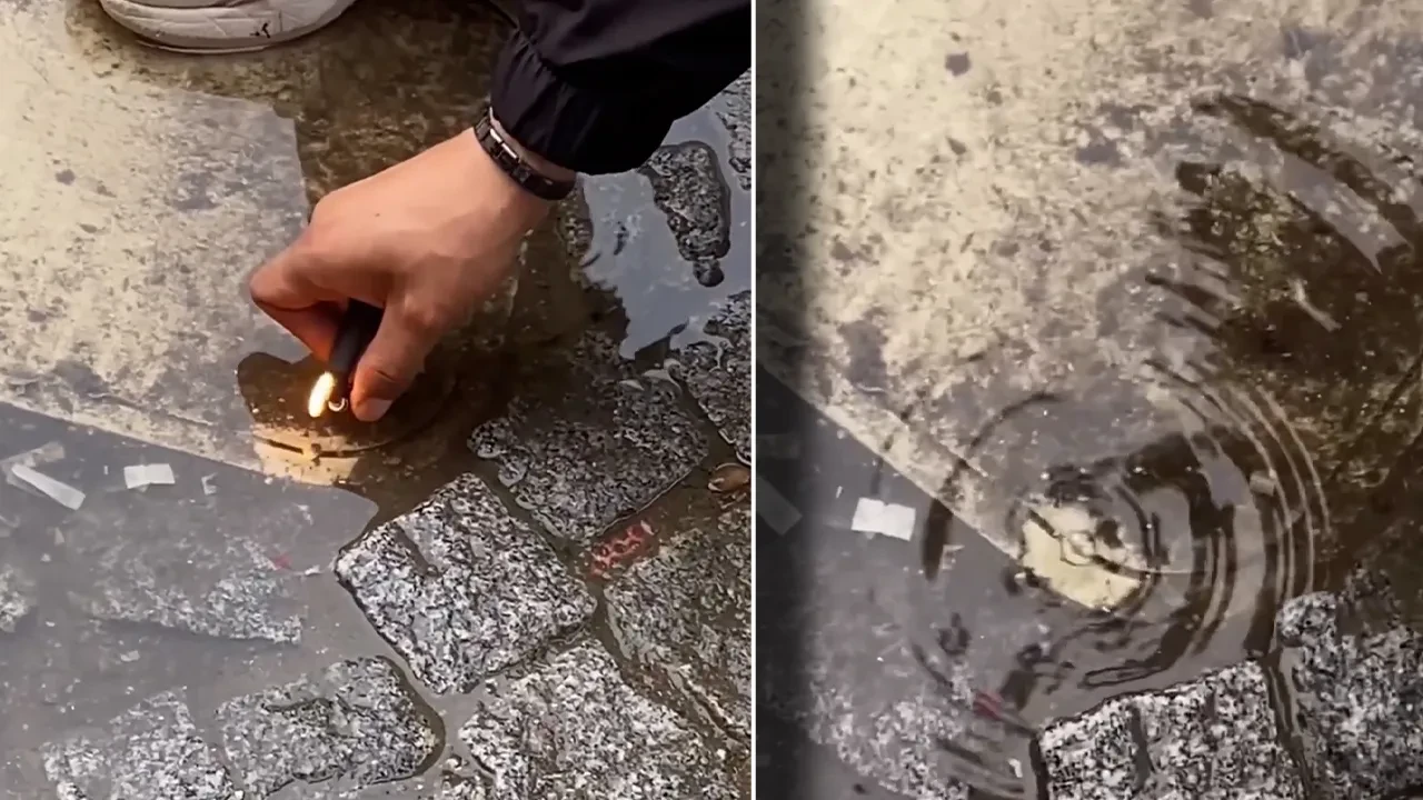 Yürekleri ağza getiren görüntüler! Doğalgaz kaçağını çakmakla kontrol etti, izleyenler şoke oldu 