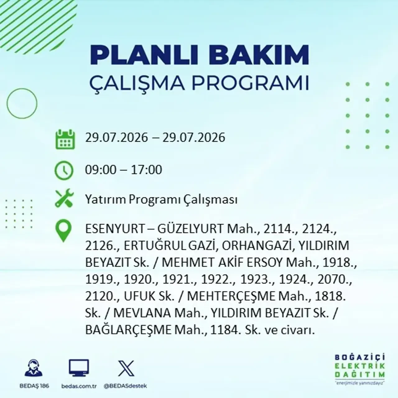 28-29-30 Temmuz 2026 İstanbul elektrik kesintisi! 19 ilçede saatlerce elektrik kesintisi yaşanacak