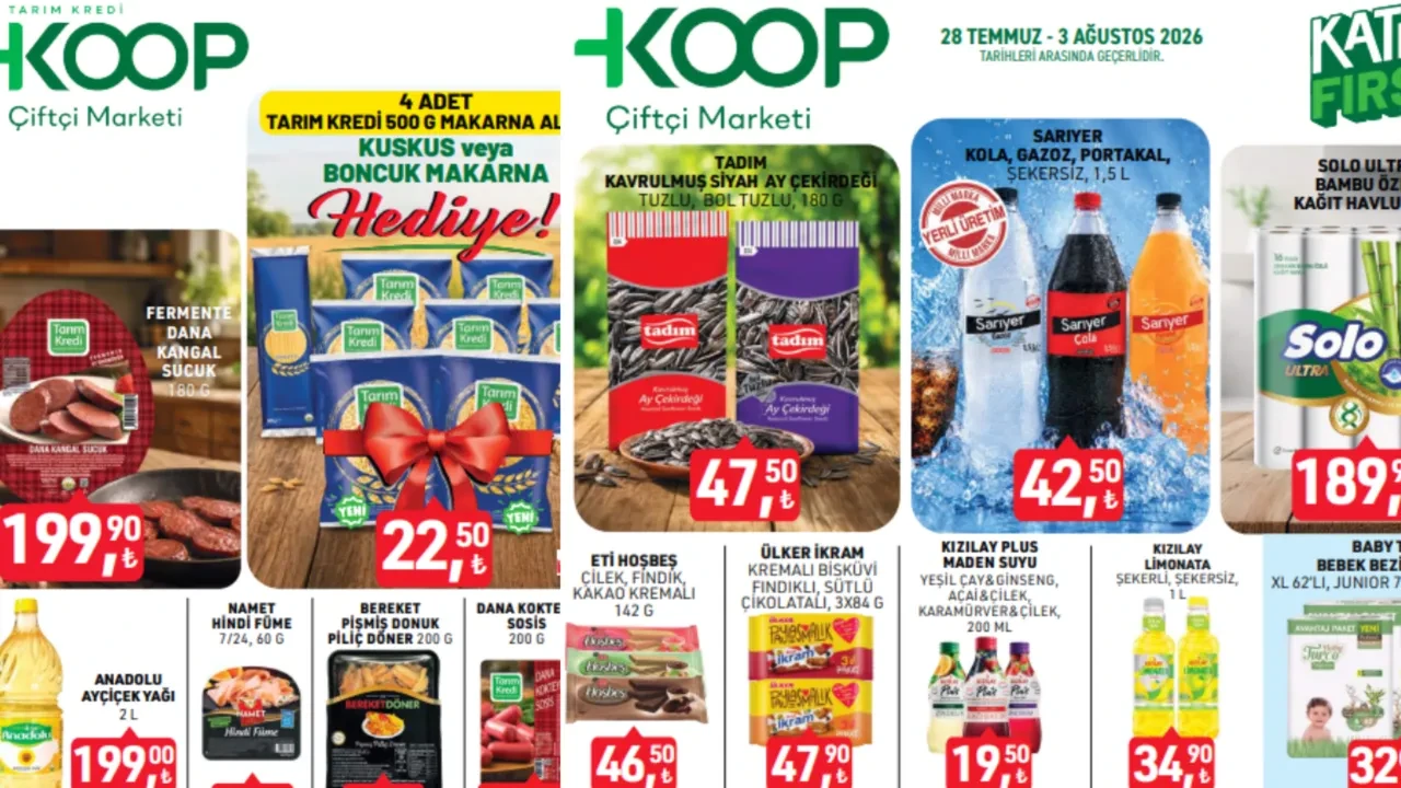 28 Temmuz - 3 Ağustos Tarım Kredi KOOP Aktüel Ürünler Kataloğu! Temel gıda, züccaciye ve fırsat ürünlerinde büyük indirimler