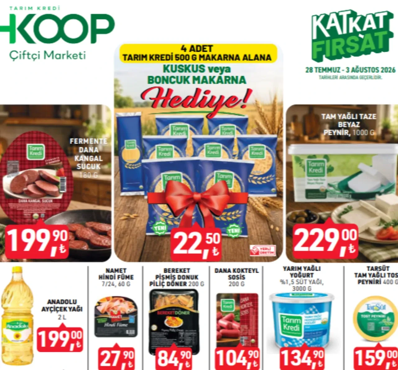 28 Temmuz - 3 Ağustos Tarım Kredi KOOP Aktüel Ürünler Kataloğu! Temel gıda, züccaciye ve fırsat ürünlerinde büyük indirimler