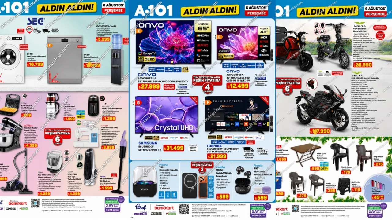 A101 1-6 Ağustos Aktüel ürünler kataloğu! Para sayma makinesi, şişme yatak, çapa ve dikiş makinesi geliyor...