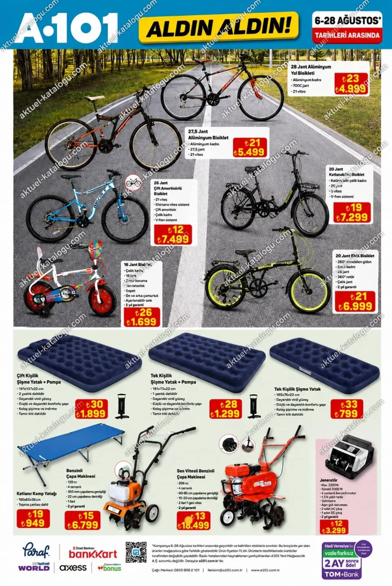 A101 1-6 Ağustos Aktüel ürünler kataloğu! Para sayma makinesi, şişme yatak, çapa ve dikiş makinesi geliyor...