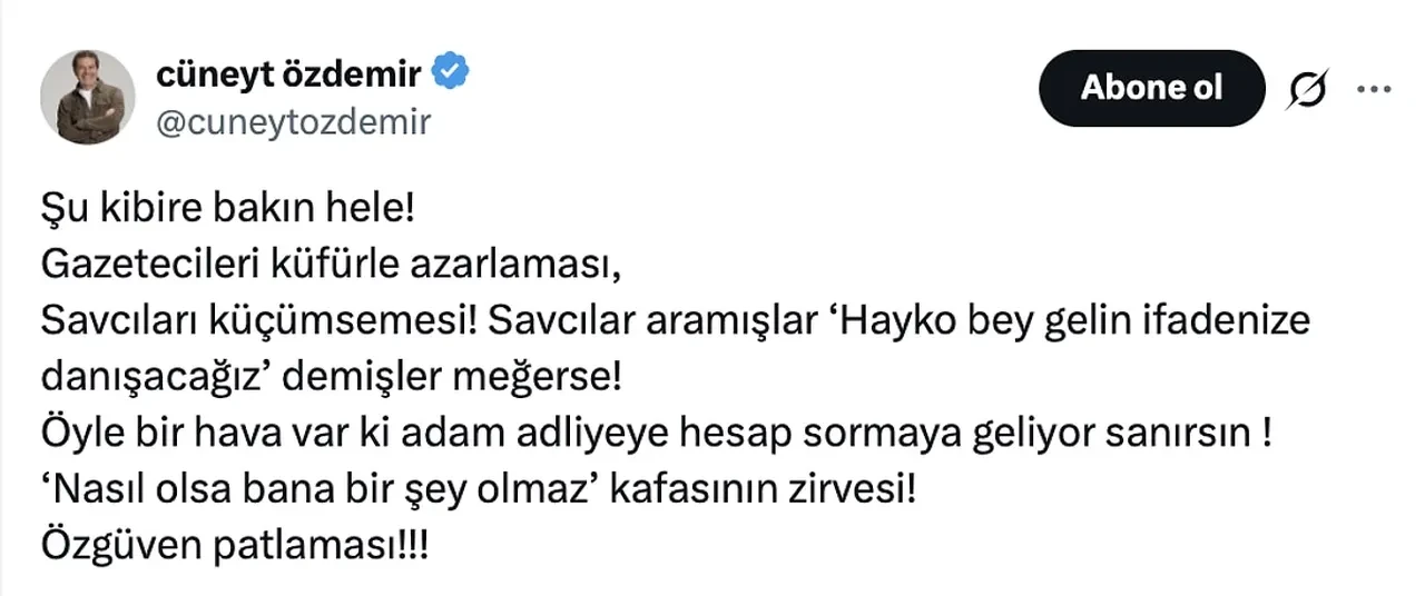 Gazetecilere hakaret eden Hayko Cepkin'e Cüneyt Özdemir'den sert tepki! Paylaşımlar sosyal medyayı salladı