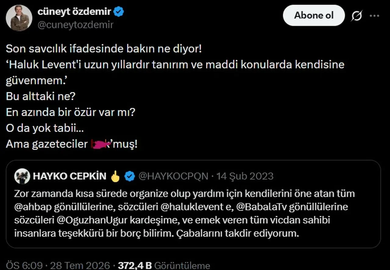 Gazetecilere hakaret eden Hayko Cepkin'e Cüneyt Özdemir'den sert tepki! Paylaşımlar sosyal medyayı salladı