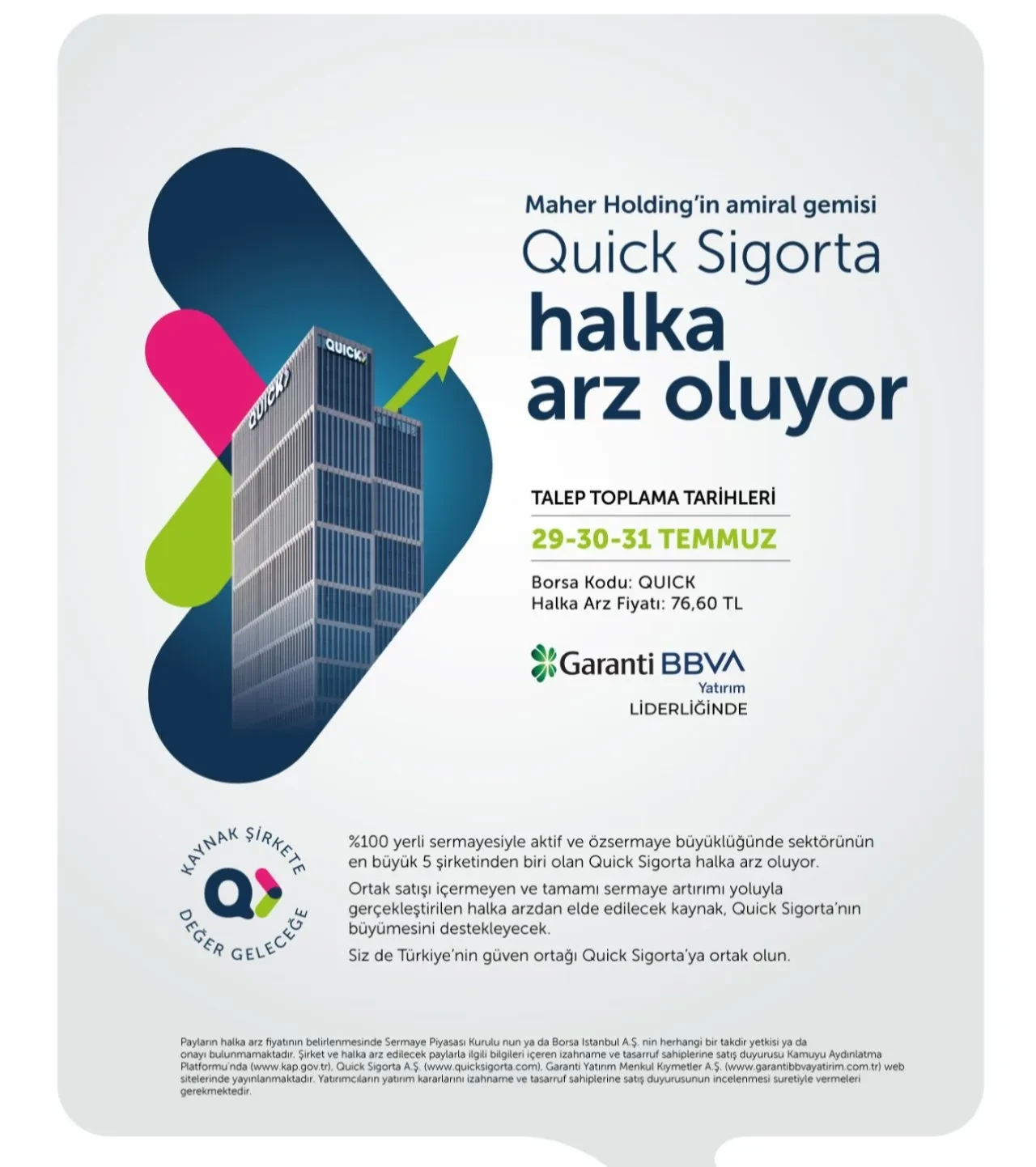 Quick Sigorta'nın halka arzında talep toplama başladı!