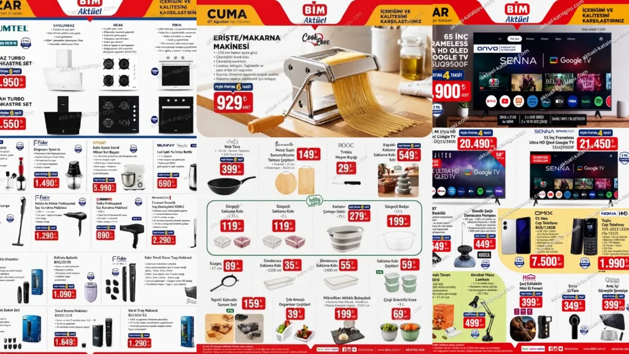 BİM 7-9 Ağustos aktüel kataloğu! Makarna makinesi, tuşlu telefon, el blender seti ve cam ankastre set geliyor