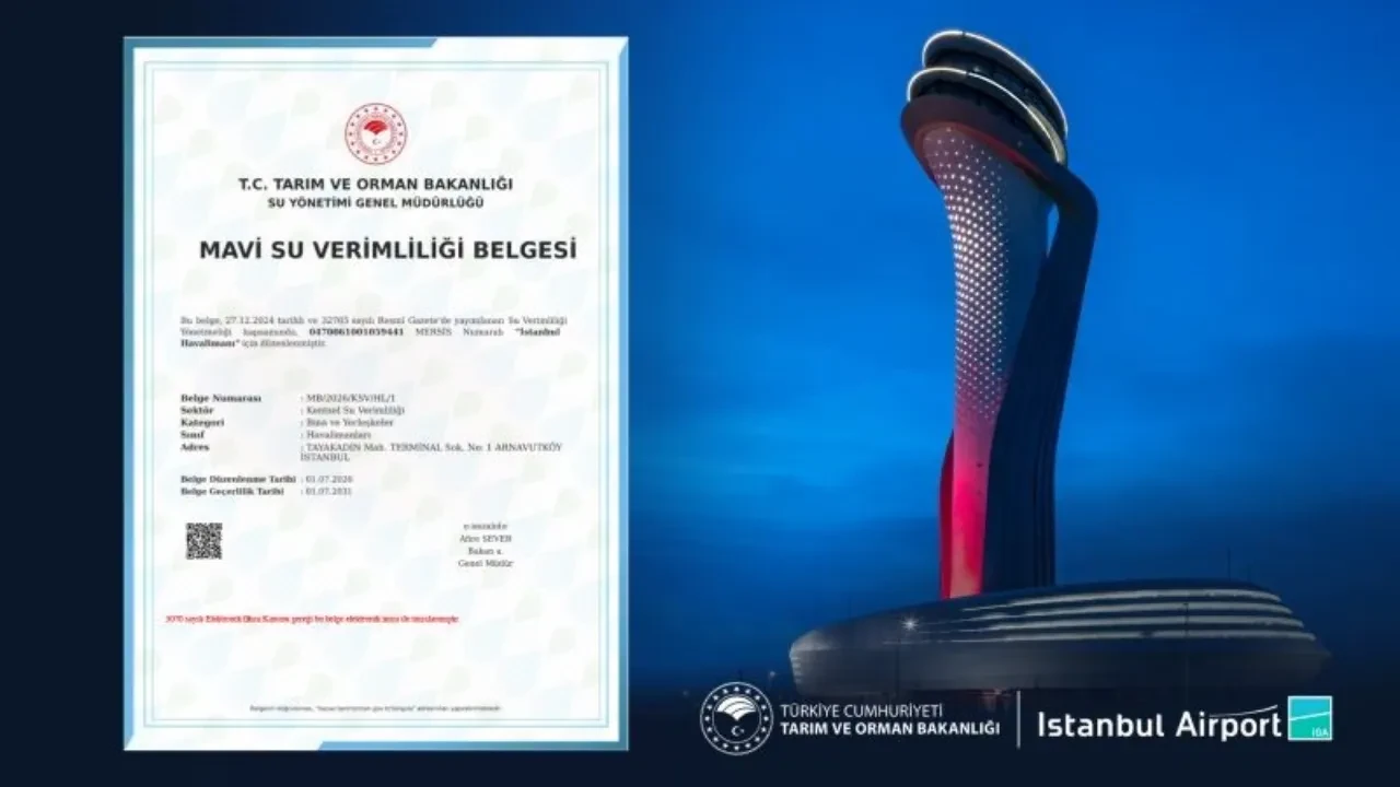 İGA İstanbul Havalimanı Türkiye'de ilki başardı! Mavi Su Verimliliği Belgesi almaya hak kazandı