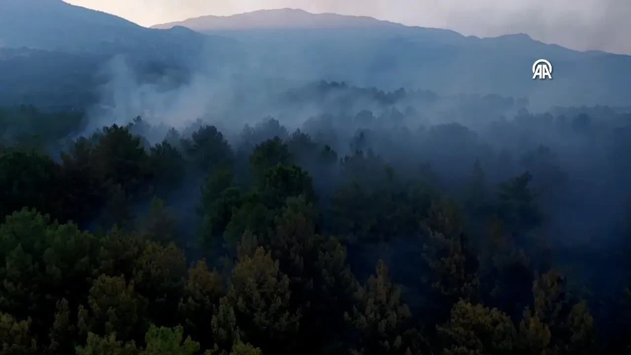 Muğla seydikemer’deki orman yangını havadan görüntülendi
