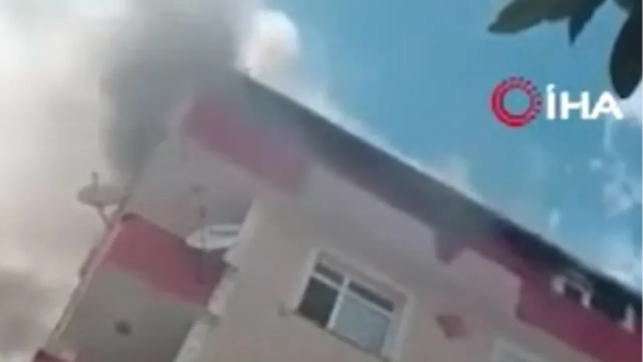 Çatı katını alevler sardı, kediler terastan atladı