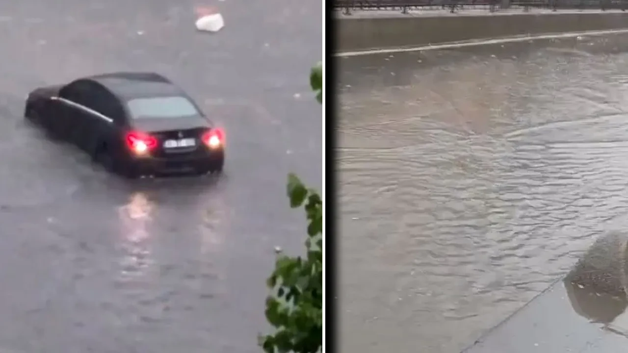 AKOM İstanbul için saat verdi! Kuvvetli sağanak bir anda bastırdı: Cadde ve sokaklar göle döndü 