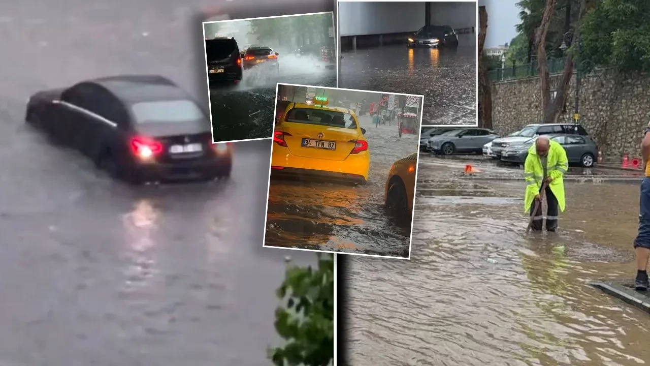 AKOM İstanbul için saat verdi! Kuvvetli sağanak bir anda bastırdı: Cadde ve sokaklar göle döndü 