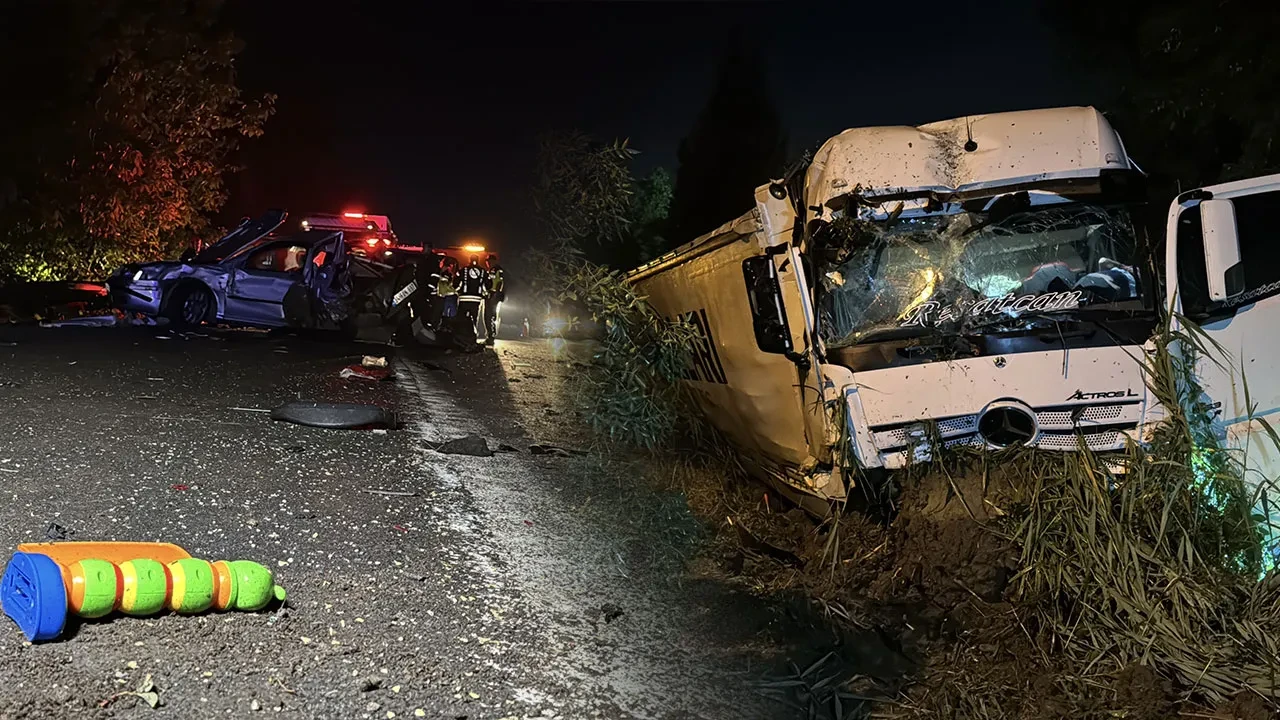 Arızalanan otomobile tır çarptı: 1 ölü, 7 yaralı