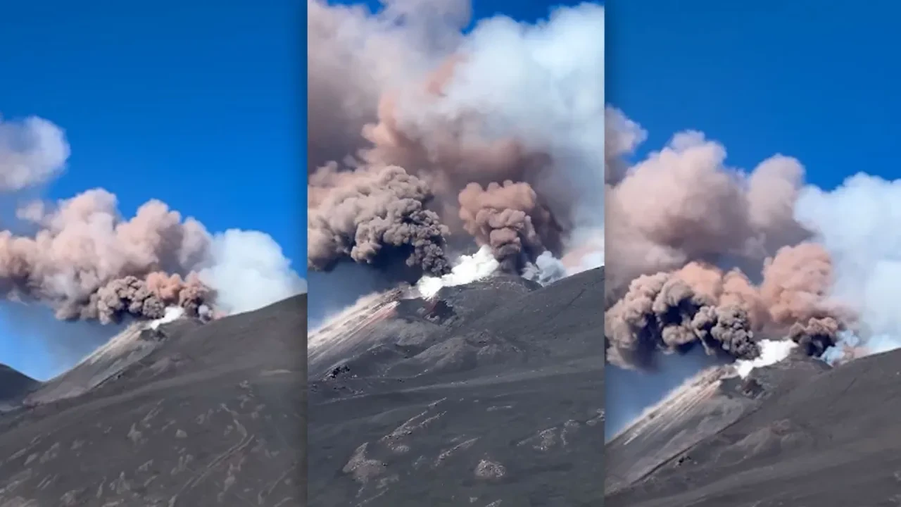 Etna Yanardağı'ndan 1,5 kilometreye ulaşan kül bulutu
