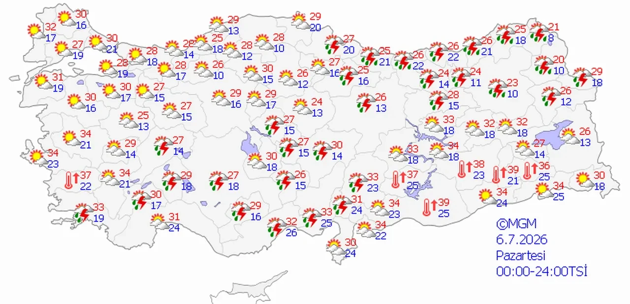 6 Temmuz 2026 hava durumu | Meteoroloji saat verdi: 30 il için sağanak uyarısı