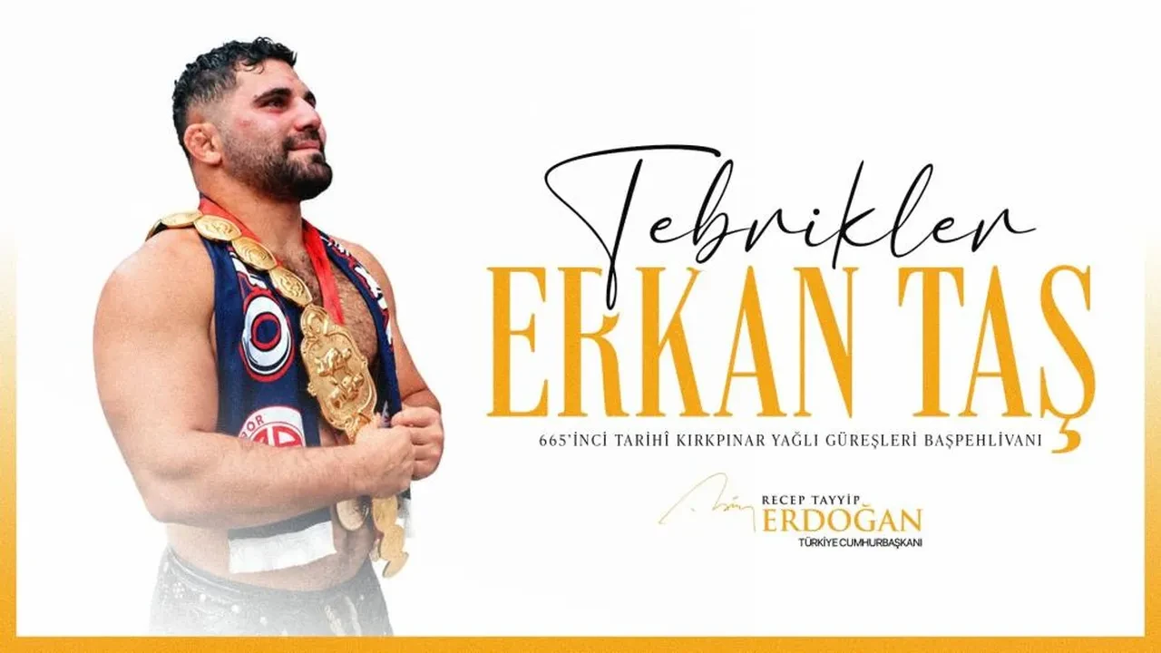 Cumhurbaşkanı Erdoğan’dan Kırkpınar şampiyonuna tebrik: Başpehlivan Erkan Taş’ı kutladı