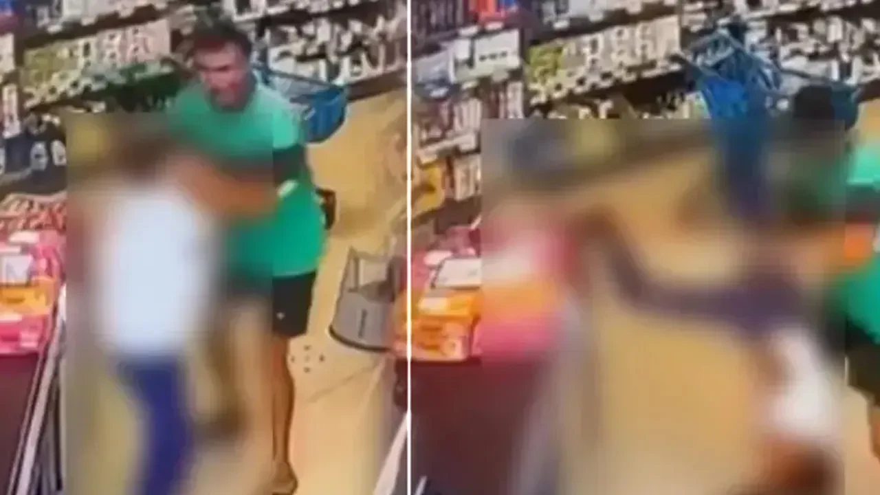 Mersin'de markette vahşet! Küçük çocuğu yerden yere vurarak dövdü: Korkunç anlar kamerada
