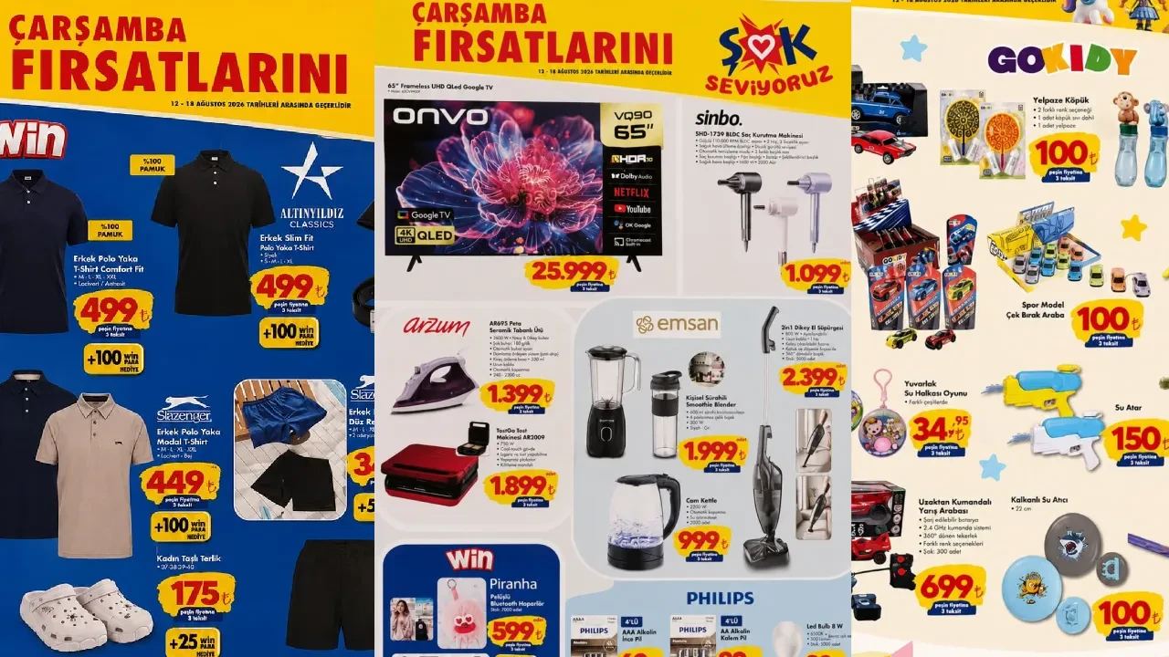 12-18 Ağustos ŞOK aktüel kataloğu! Kişisel sürahili blender, dikey el süpürgesi, pelüşlü bluetooth hoparlör ve kutu oyunları geliyor 