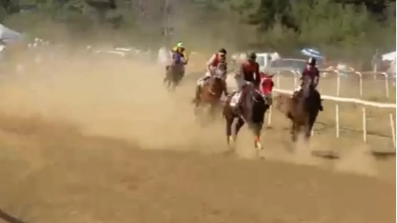 At yarışında korkunç çarpışma! Jokey kendini yere attı kavga çıktı