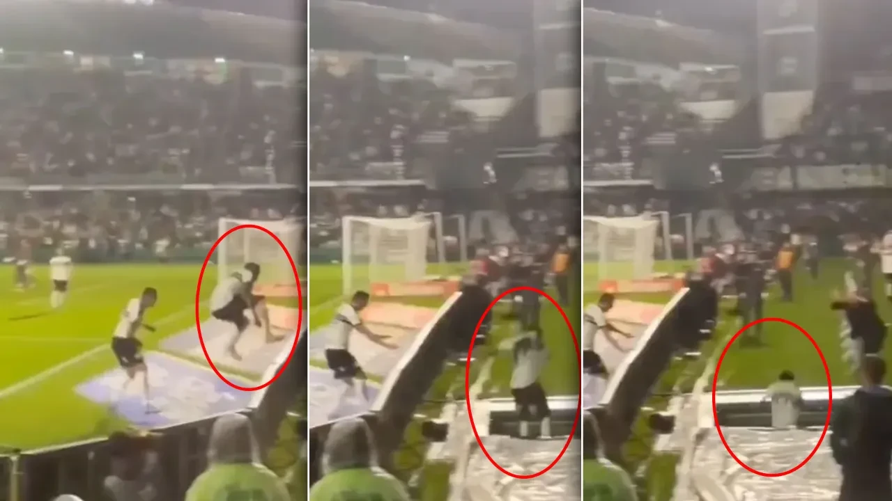 Futbolcunun ilginç sakatlığı: Saha kenarındaki açıklıktan içeri düştü