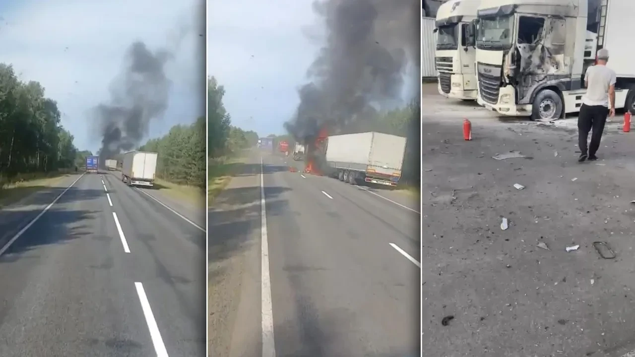 Rusya-Belarus sınırında İHA'lı saldırı: Türk tırcılar dehşet anlarını anlattı